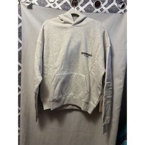 NWT Fear Of God Essentials Logo Print Hoodie In Light Oatmeal Size Small